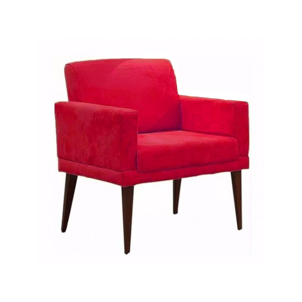 Poltrona Decorativa Emília Pés Palito Suede Vermelho - Estopar