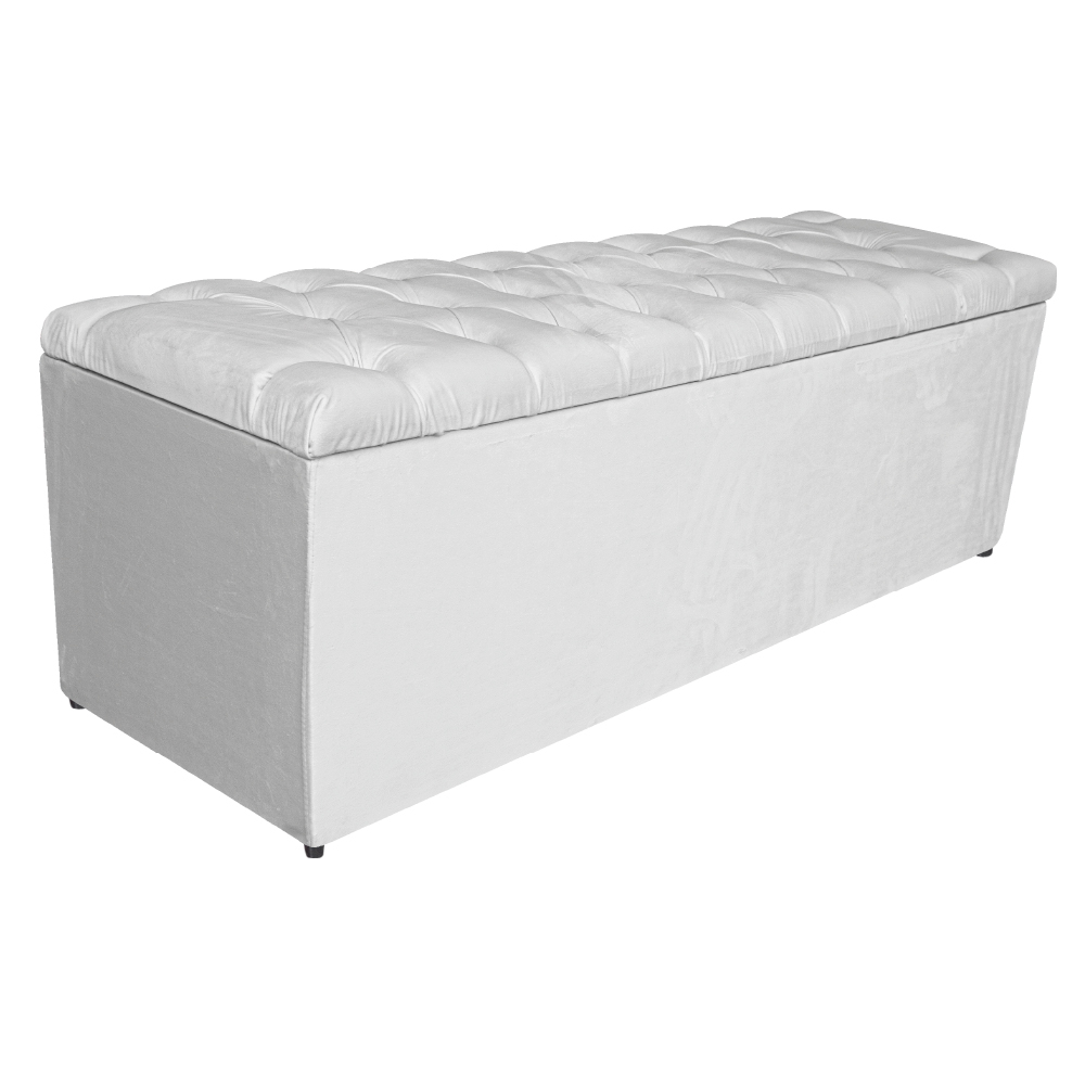 Calçadeira Estofada Liverpool 160 cm Queen Size Suede Branco - Amarena Móveis