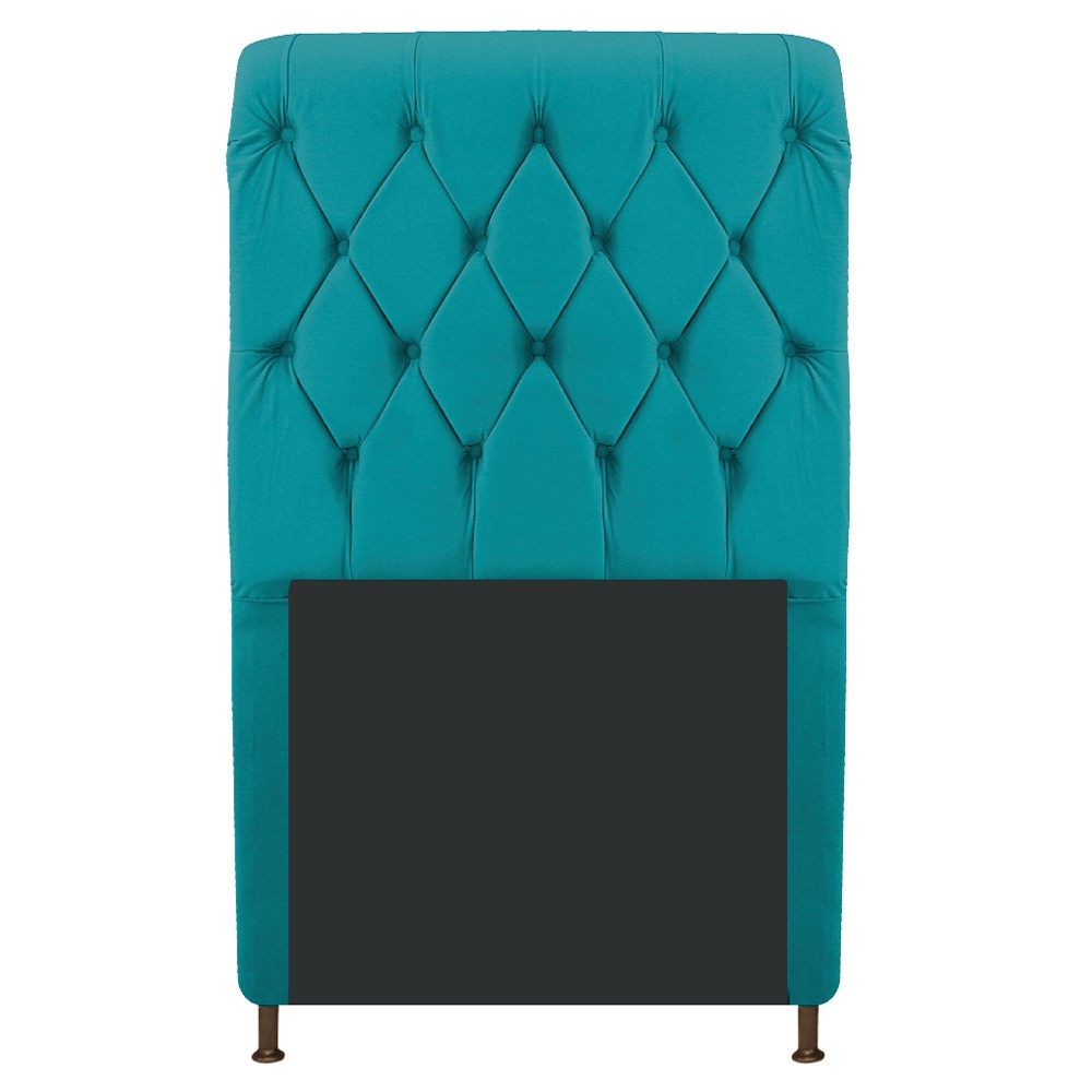 Cabeceira Estofada Cristal 100 cm Solteiro Com Capitonê Suede Azul Turquesa - Amarena Móveis