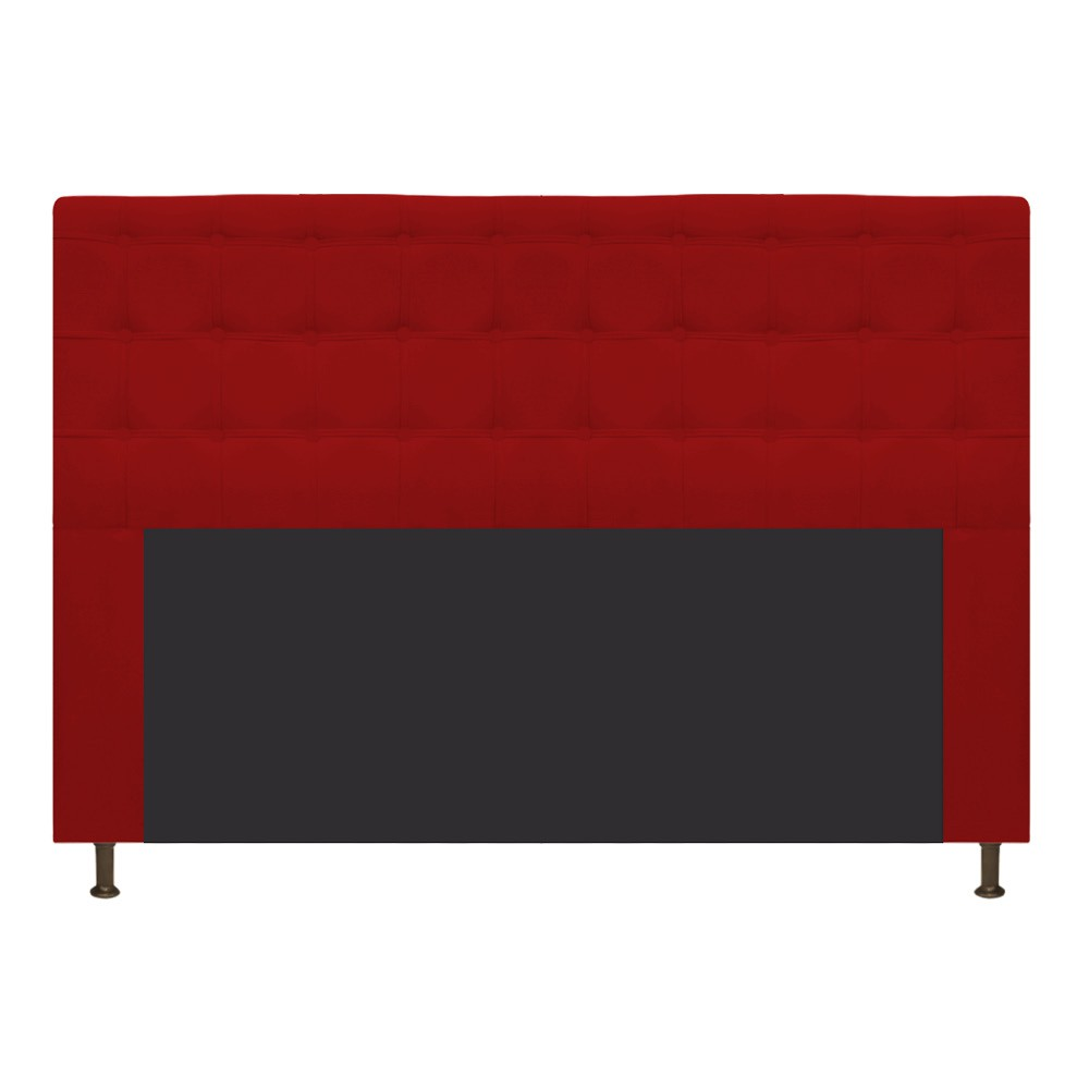 Cabeceira Estofada Dama 160 cm Queen Size Com Botonê Suede Vermelho - Amarena Móveis