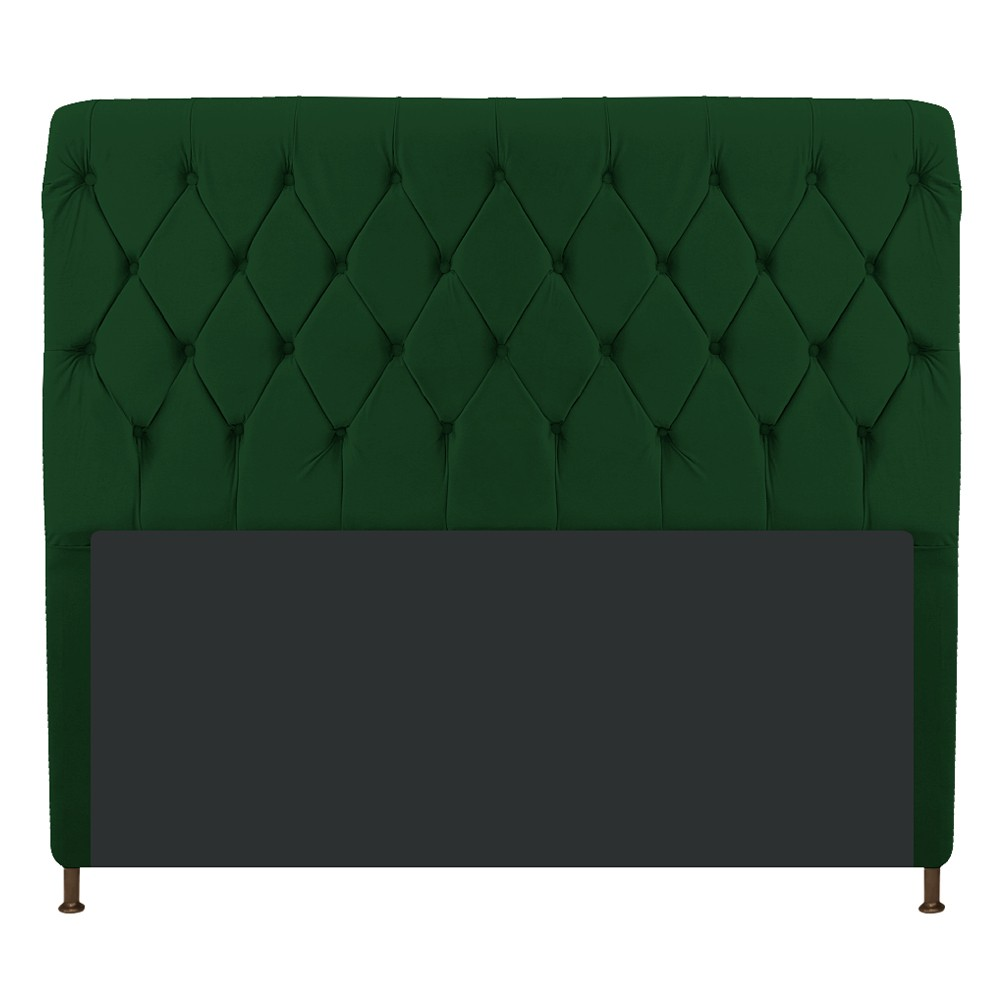 Cabeceira Estofada Cristal 140 cm Casal Com Capitonê Suede Verde - Amarena Móveis