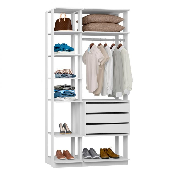 Guarda-Roupa Solteiro Modulado Clothes I 3 GV Branco