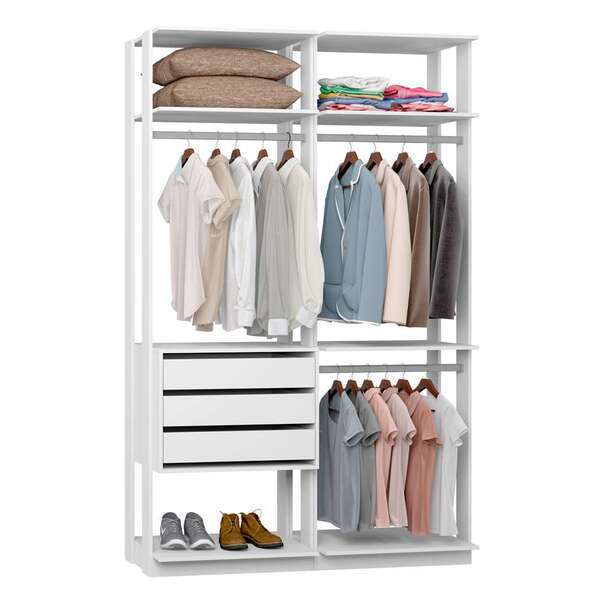 Guarda-Roupa Solteiro Modulado Clothes 3 GV Branco