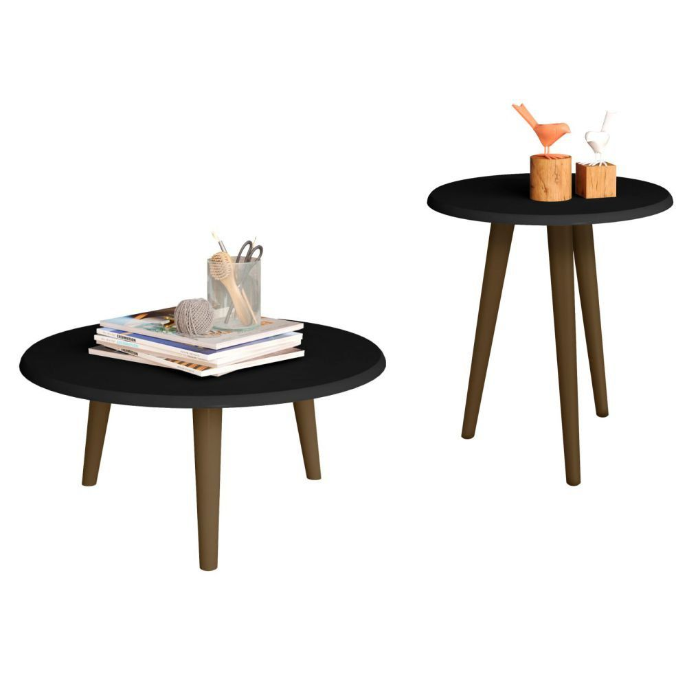 Conjunto Para Sala de Estar Brilhante com Mesa de Centro e Mesa Lateral - Bechara