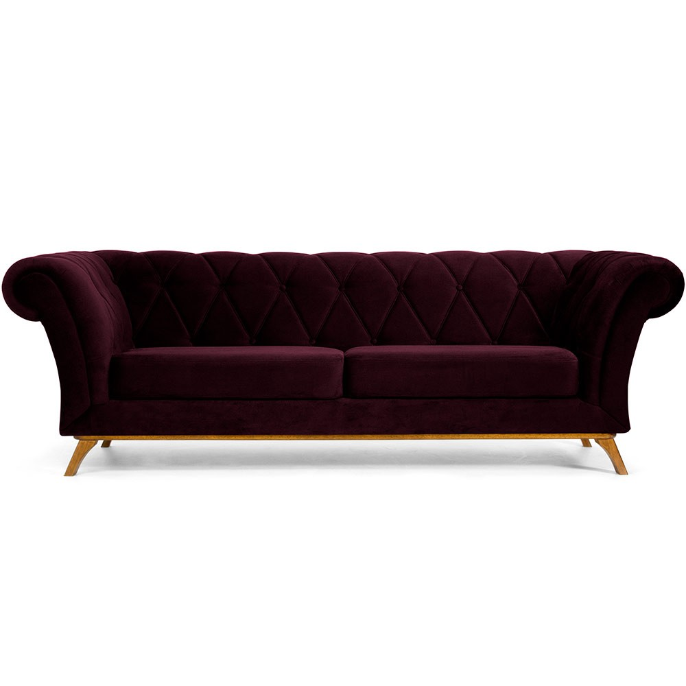 Sofá 4 Lugares Para Sala de Estar Império 280 cm D02 Veludo Roxo Grape C-292 - Lyam Decor