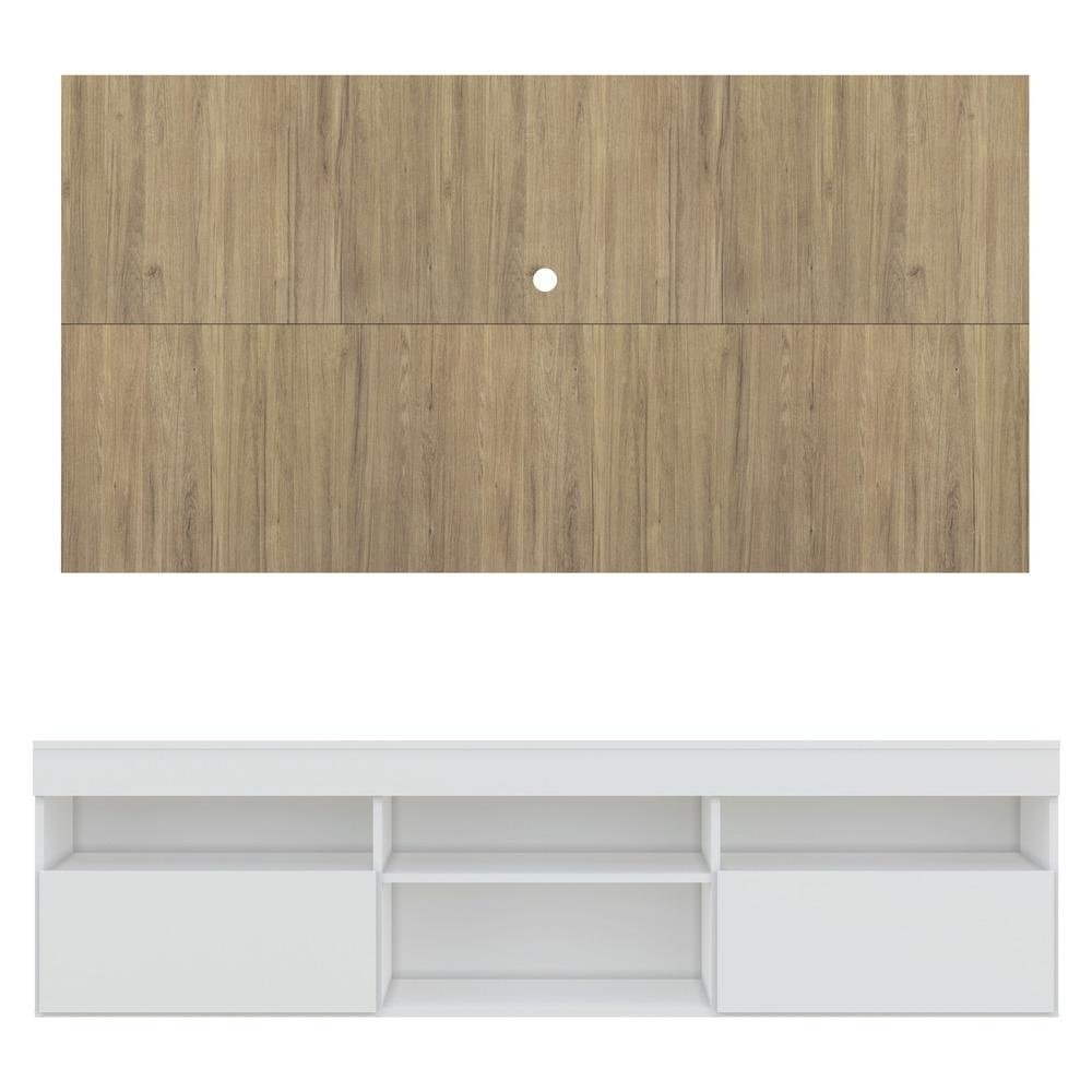 Rack com Painel para TV até 65" Suspenso com 2 Portas Londres Multimóveis Branco/Rustic