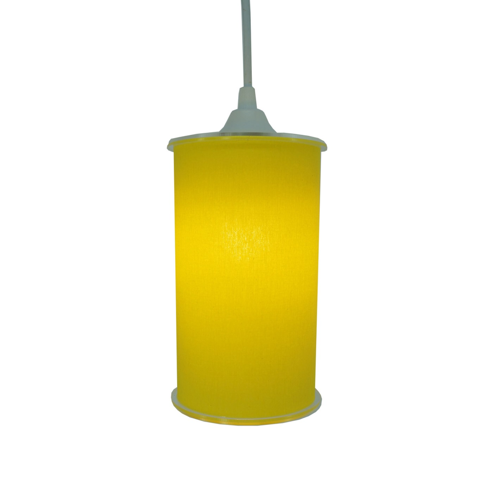 Luminária Pendente Cilíndrica Tecido Amarelo