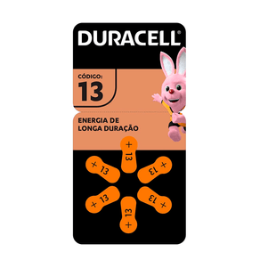 Pilha Auditiva Duracell 13 Energia de Longa Duração 6 Unidades