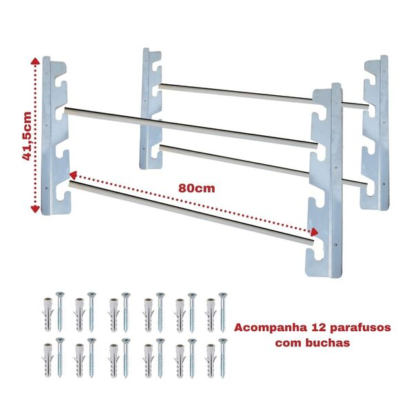 Suporte De Inox Churrasqueira 80Cm Duplo - Grelhas E Espetos