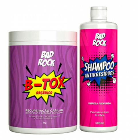 Kit B-Tox 1kg + Shampoo Antirresíduos 500ml Bad Rock