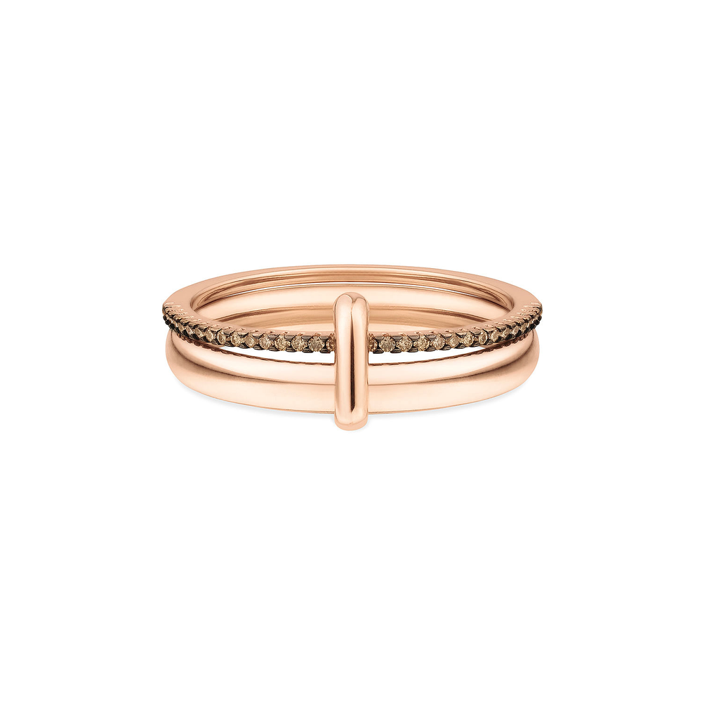 Anel Elos em Ouro Rosé 18k com Diamantes Brown