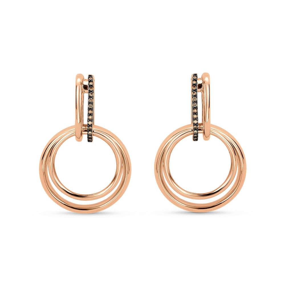 Brinco Argola Elos em Ouro Rosé 18k com Diamantes Brown