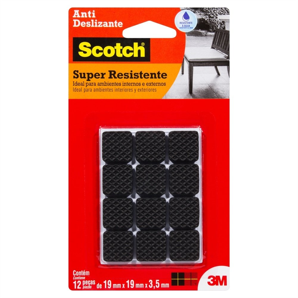 Protetor Anti Risco 3M Quadrado Preto - Blister com 12 Unidades