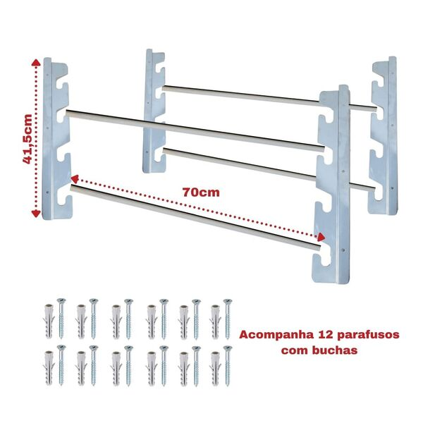 Suporte De Inox Churrasqueira 70Cm Duplo - Grelhas E Espetos