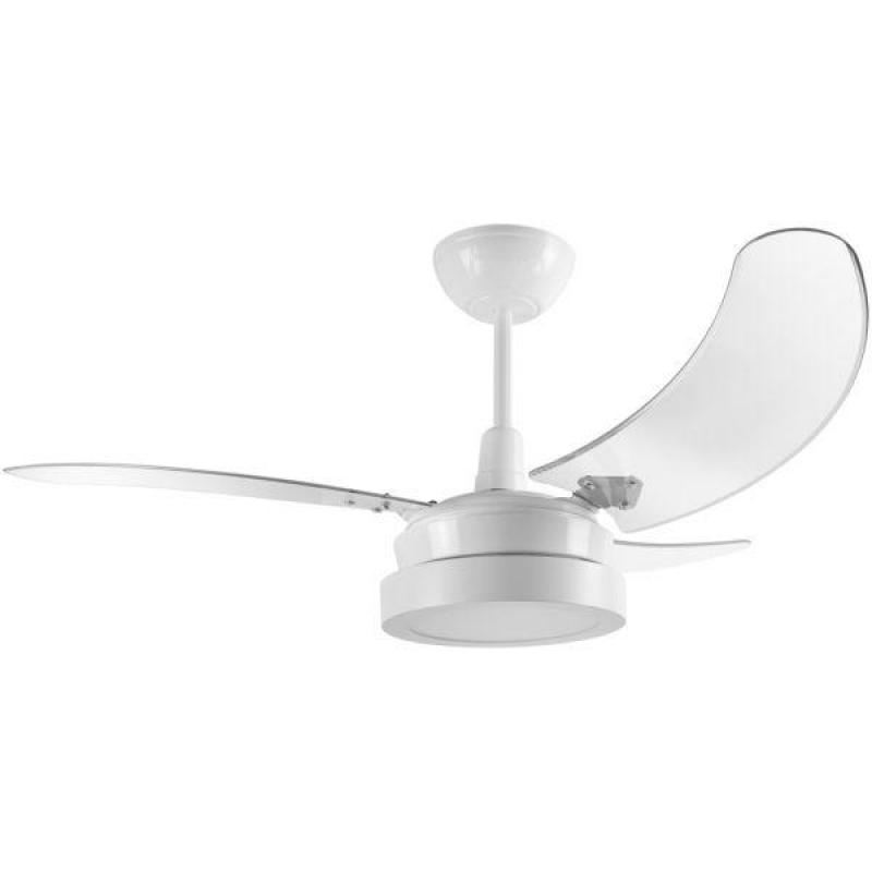 Ventilador Búzios LED Branco 110V 3 Pás Transparentes