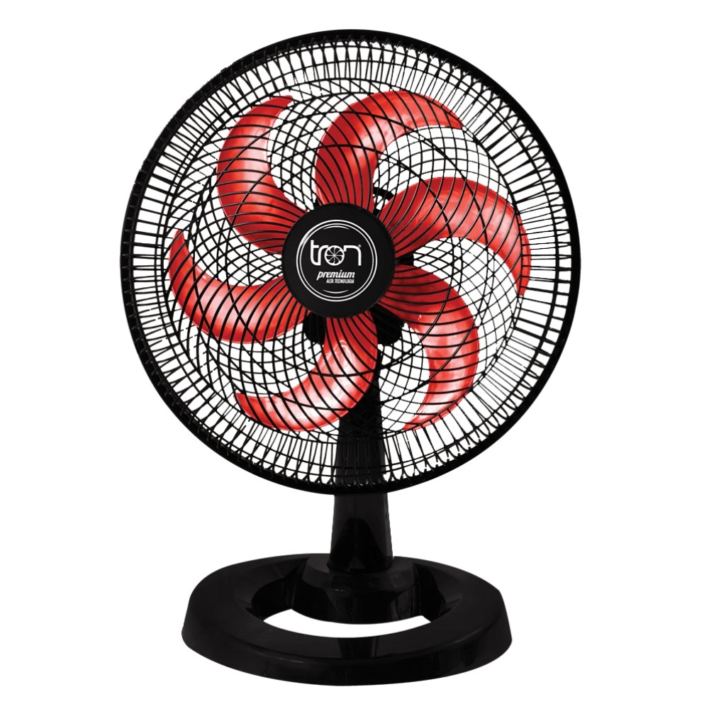 Ventilador Mesa Lorena Preto Oscilante 127V Pás Vermelha