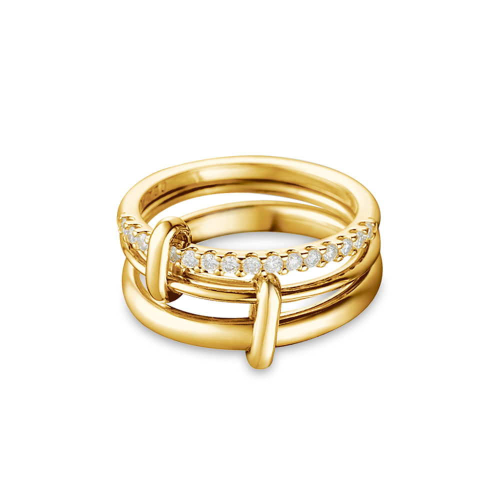 Anel Elos em Ouro Amarelo 18k com Diamantes