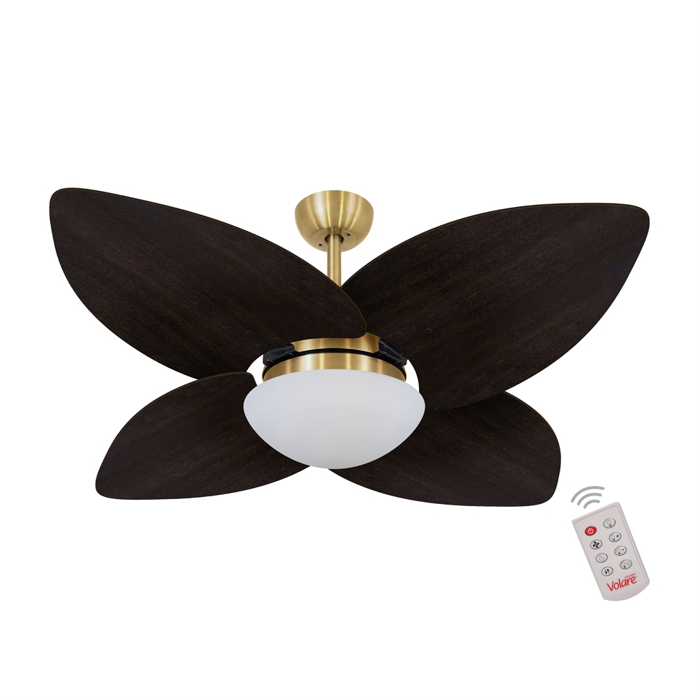 Ventilador de Teto Dormamu Dourado 4 Pás Tabaco 127V com Controle