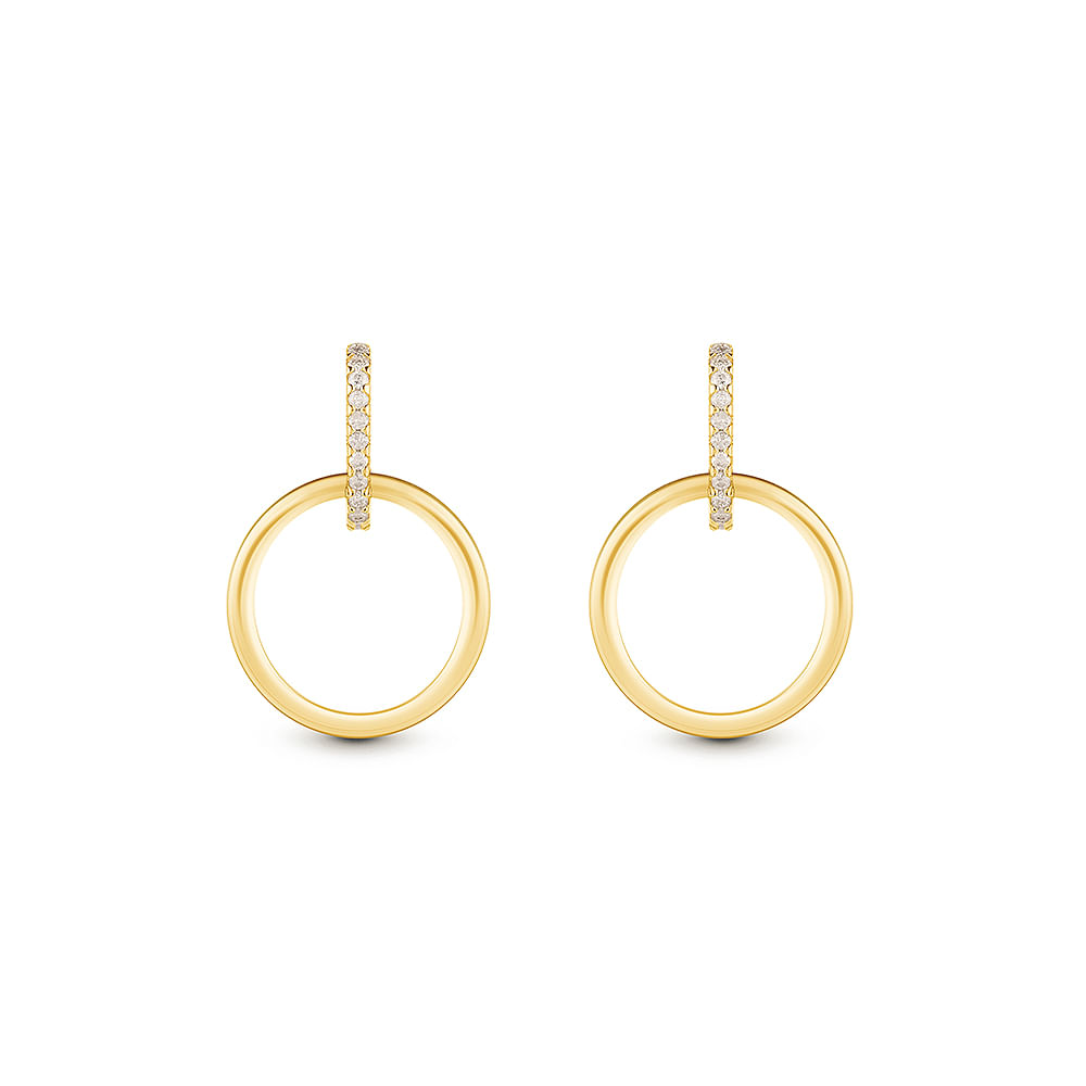 Brinco Argola Elos em Ouro Amarelo 18k com Diamantes