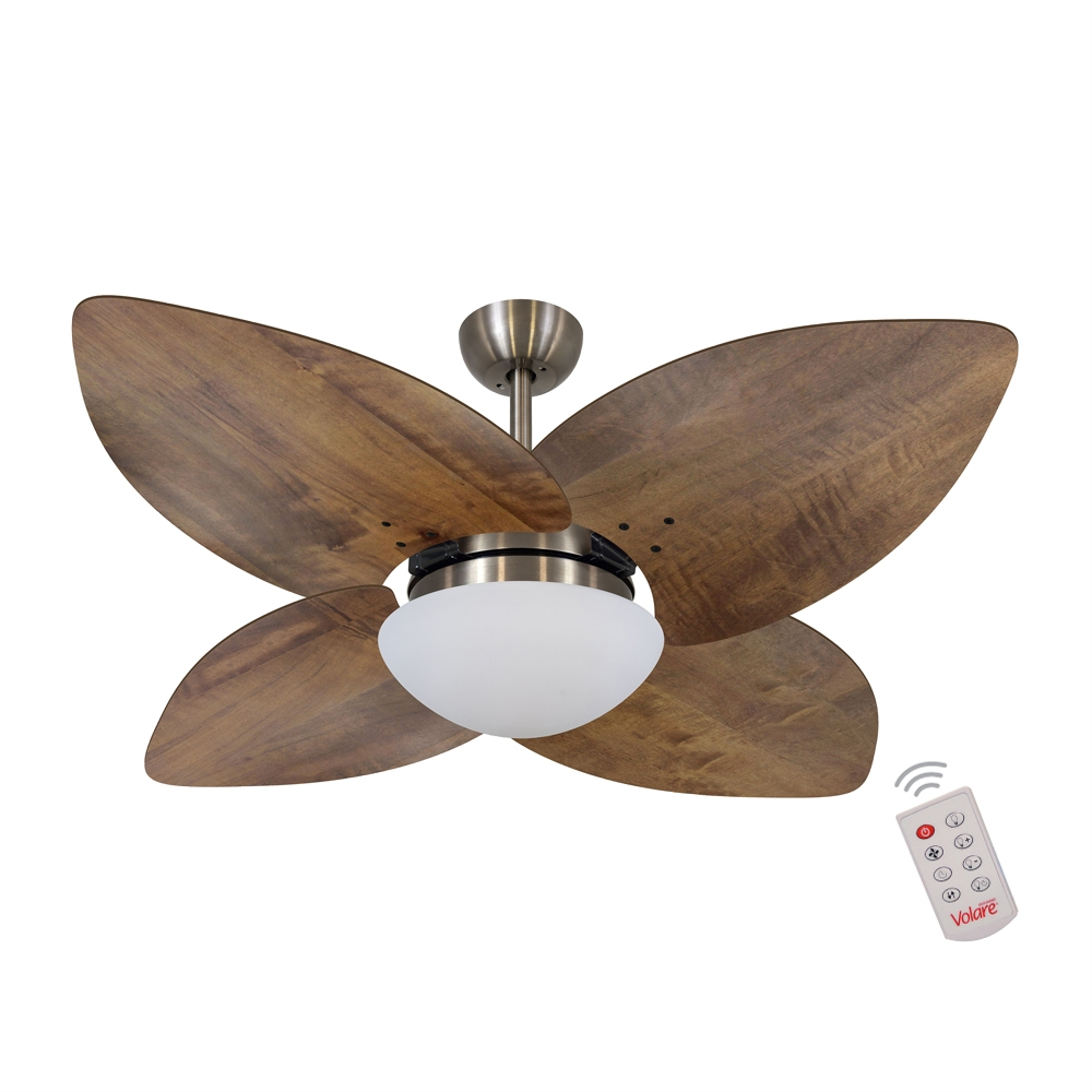 Ventilador de Teto Kovalski Bronze 4 Pás Rádica Imbuia 220V com Controle