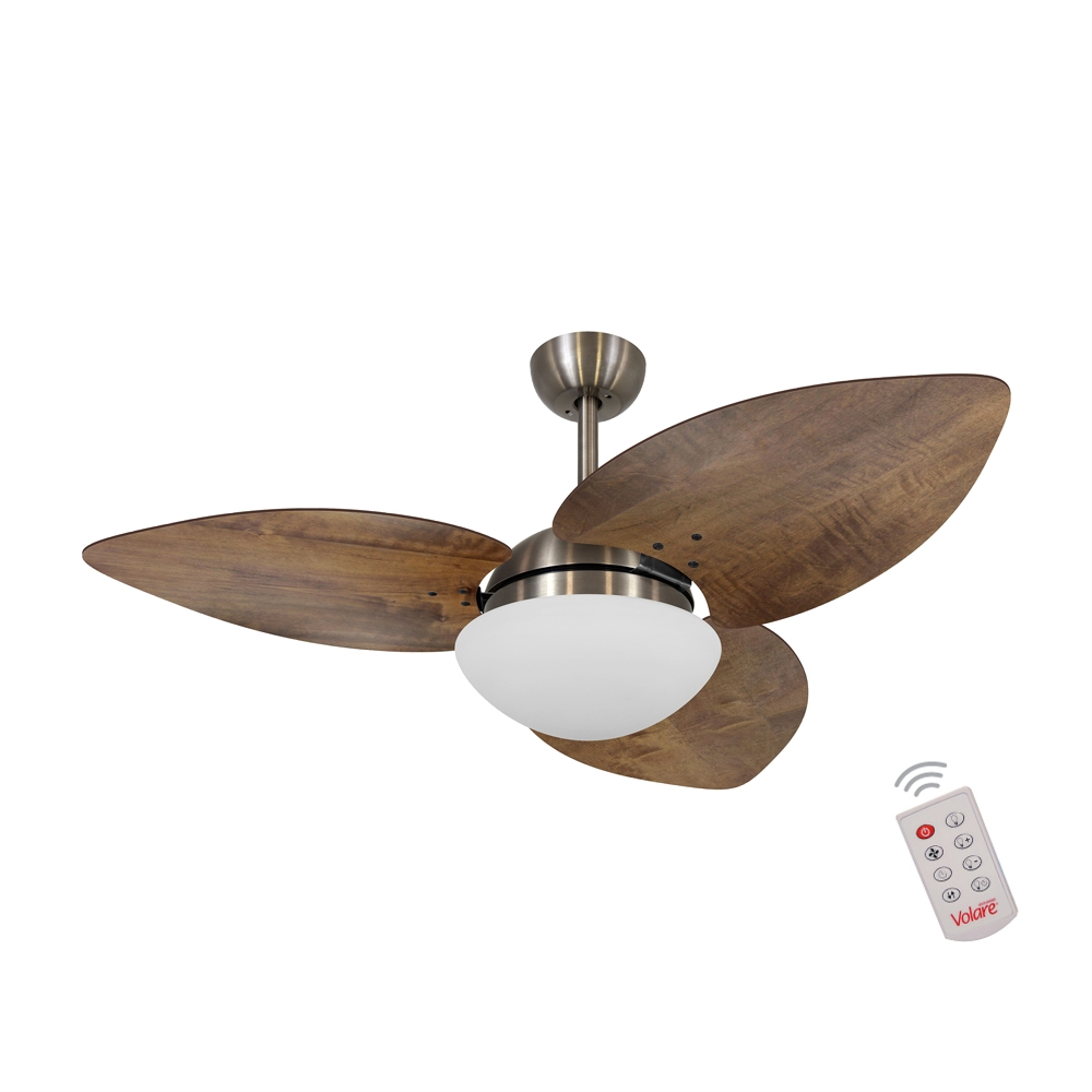 Ventilador de Teto Kovalski Bronze 3 Pás Rádica Imbuia 220V com Controle