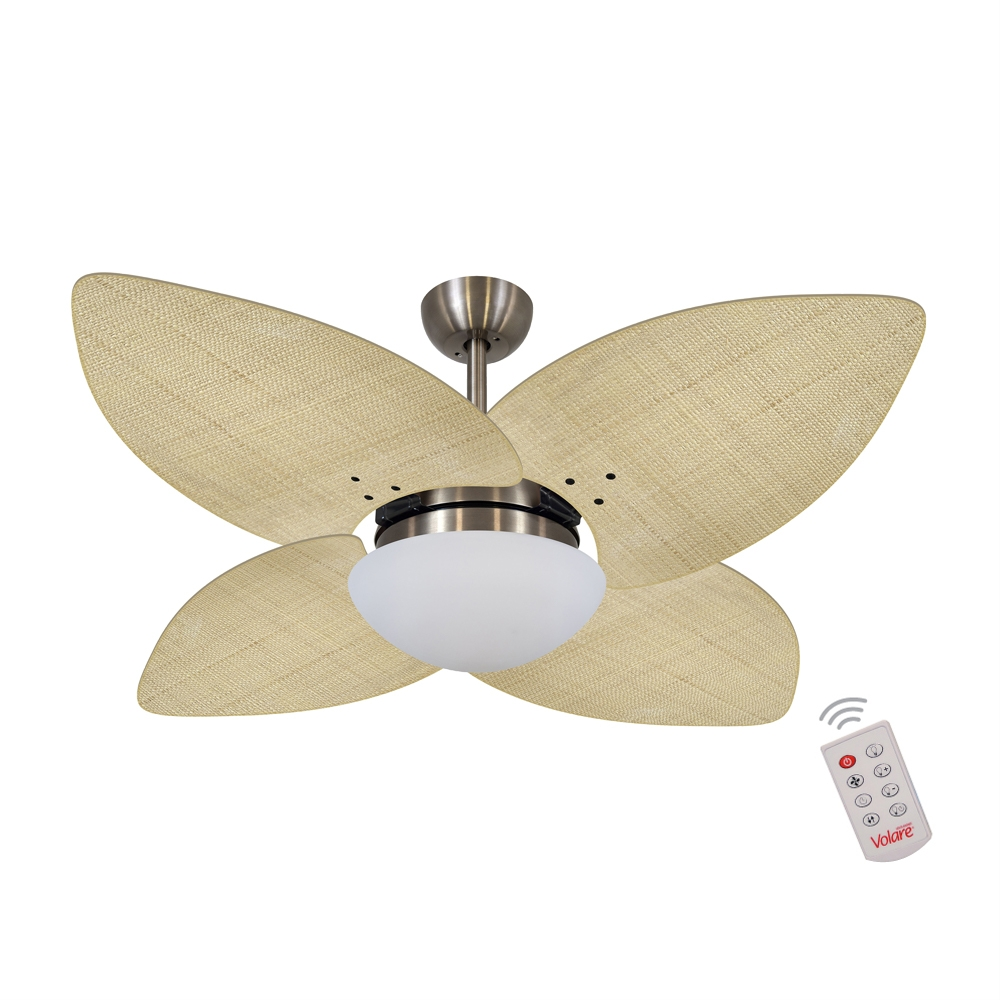 Ventilador de Teto Kovalski Bronze 4 Pás Palmae Natural 220V com Controle