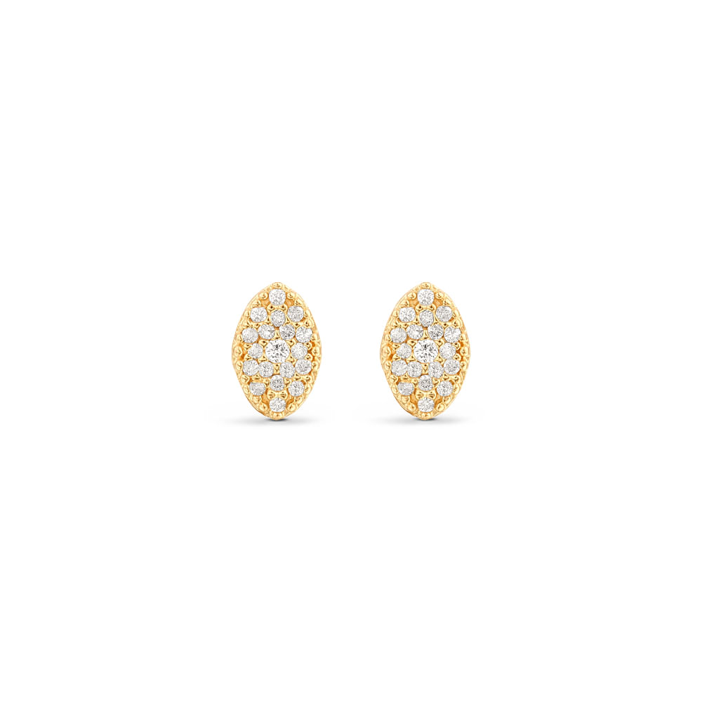 Brinco Pavê em Ouro Amarelo 18k com Diamantes