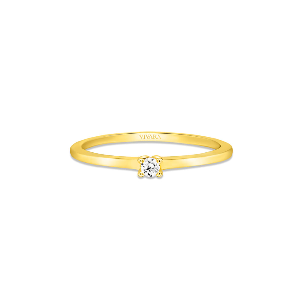 Anel Solitário Promise em Ouro Amarelo 18k com Diamante 0,05 ct