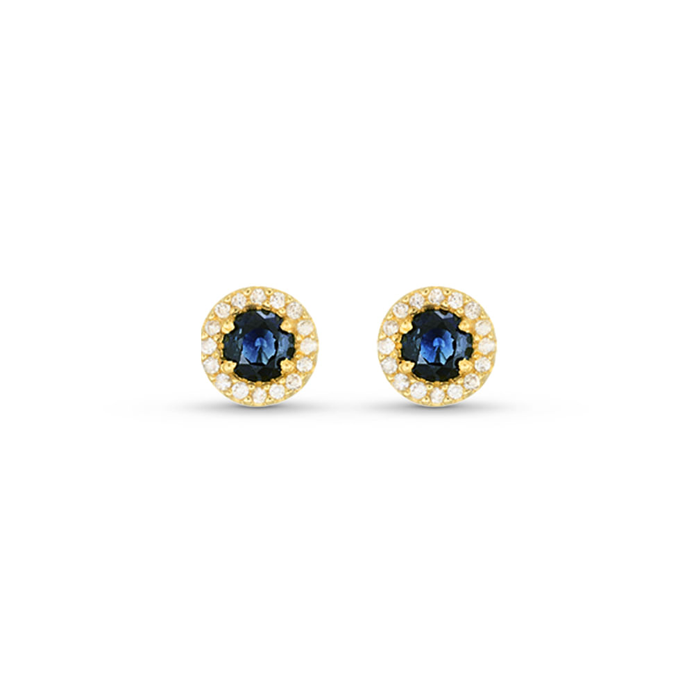 Brinco Classic Oriental em Ouro Amarelo 18k com Safira Azul e Diamantes