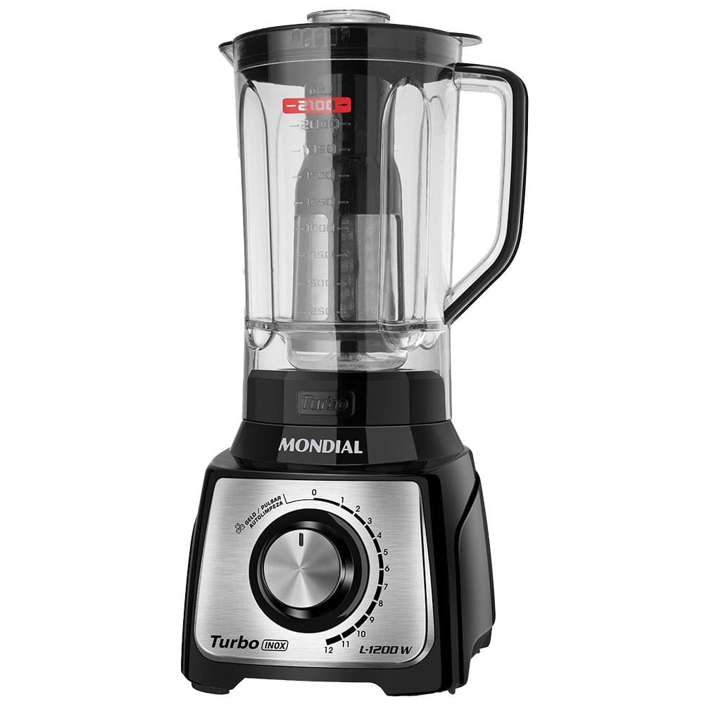 Liquidificador Mondial Turbo Inox L1200 BI Preto/Inox 1200W com 12 Velocidades - 220V