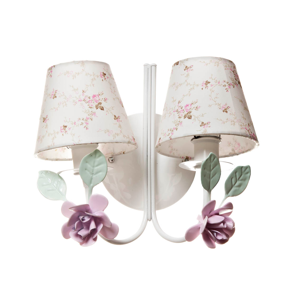 Arandela 2 Lâmpadas Flores G Rosa Quarto Bebê Infantil - Bivolt