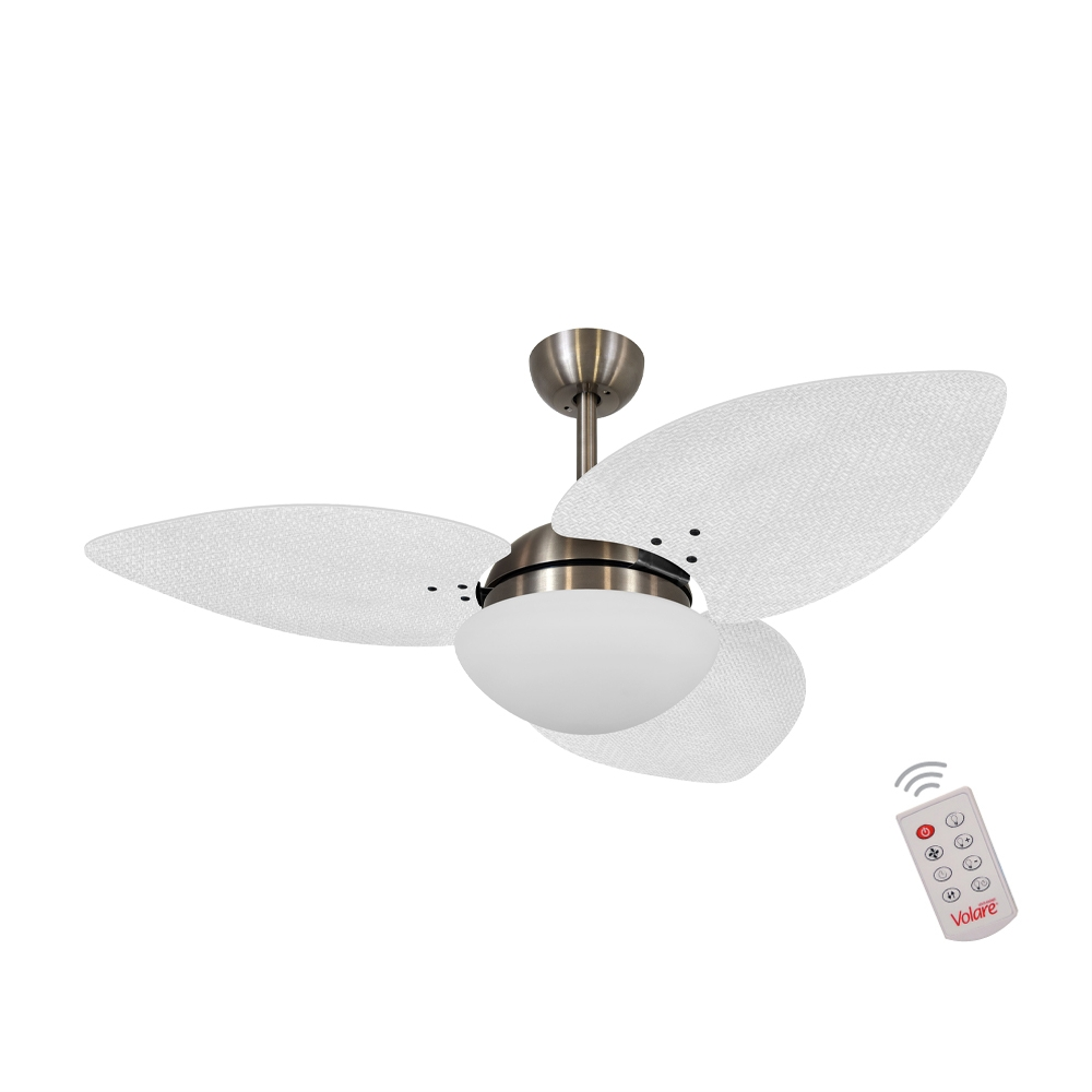 Ventilador de Teto Kovalski Bronze 3 Pás Palmae Branco 220V com Controle