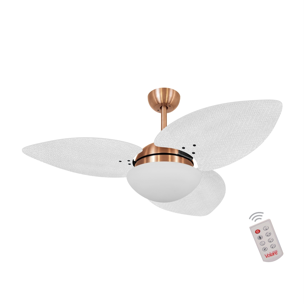 Ventilador de Teto Dormamu Cobre 3 Pás Palmae Branco 127V com Controle