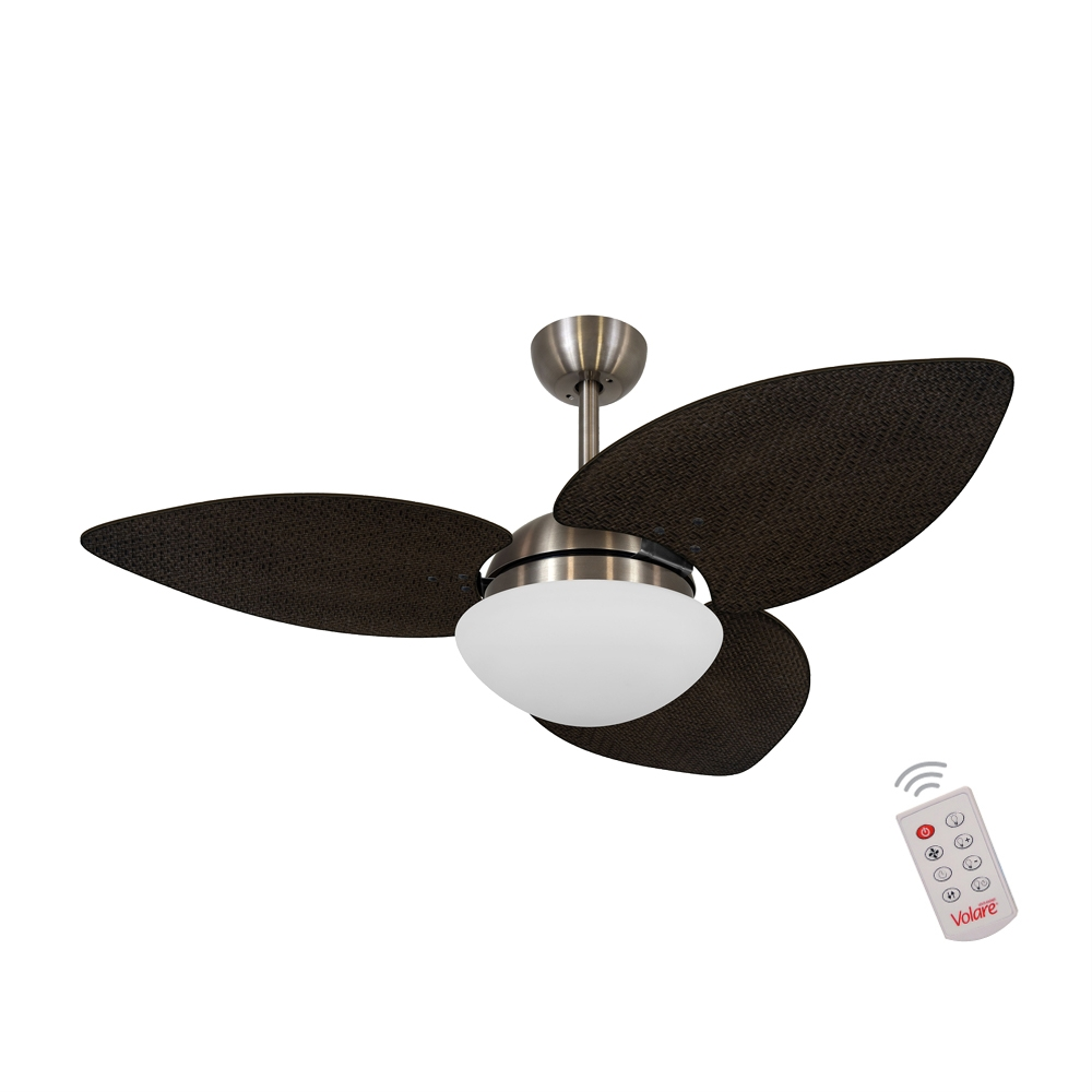 Ventilador de Teto Kovalski Bronze 3 Pás Palmae Tabaco 220V com Controle