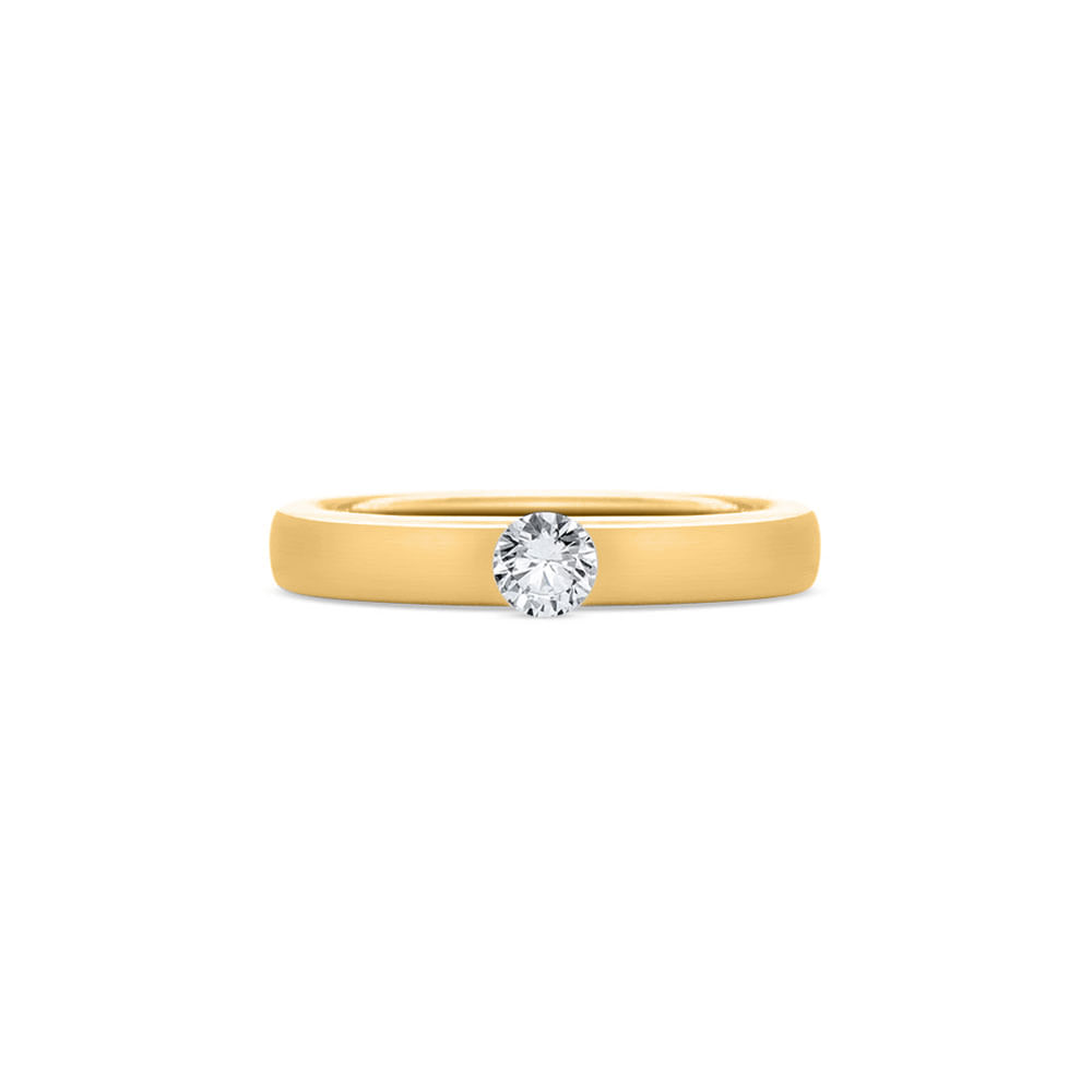 Anel Solitário Forever em Ouro Amarelo 18k com Diamante 0,14 ct