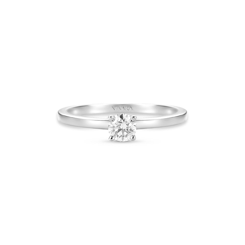 Anel Solitário Classic em Ouro Branco 18k com Diamante 0,14 ct