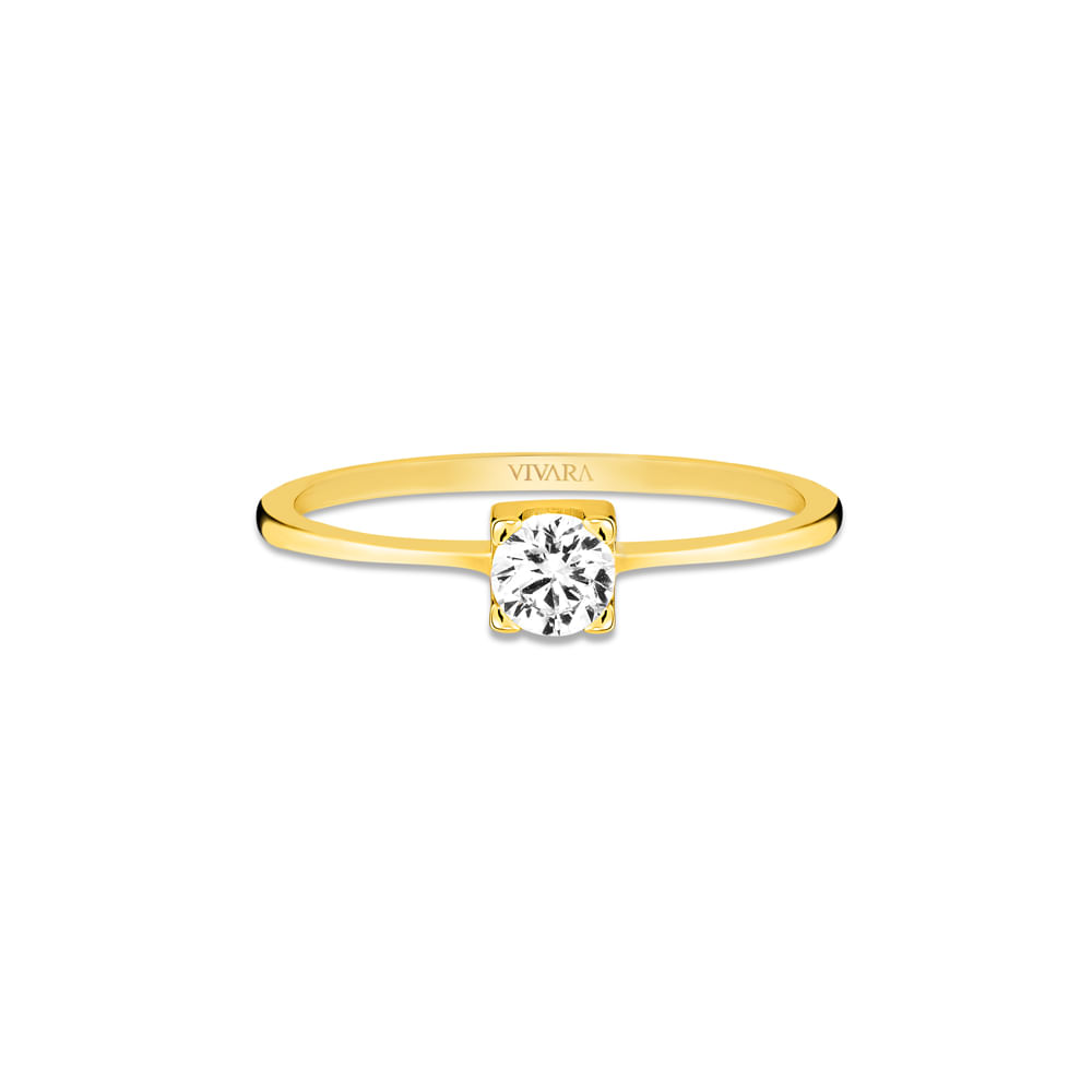 Anel Solitário Forever em Ouro Amarelo 18k com Diamante 0,20 ct