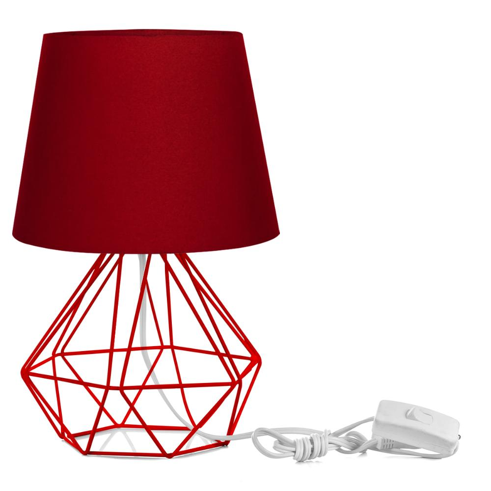 Abajur Diamante Dome Vermelho Com Aramado Vermelho