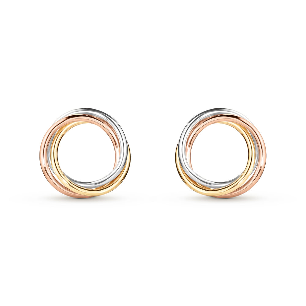 Brinco Tricolore em Ouro Branco, Ouro Amarelo e Ouro Rosé 18k