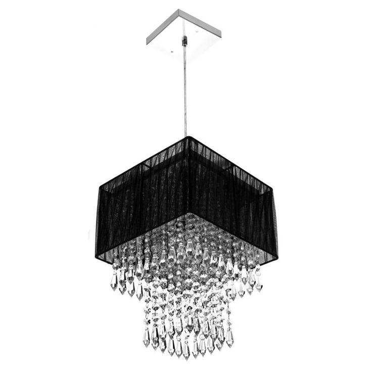 Lustre Para Sala De Cupula Cristal Acrílic Marrycrilic Preto