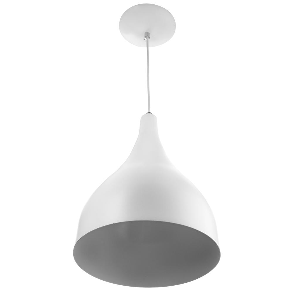 Lustre Pendente Gota Media De Alumínio 30cm Soquete E-27 Branco