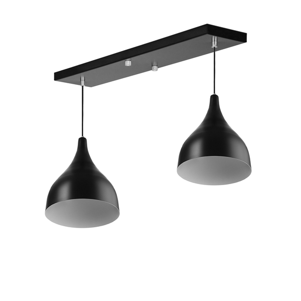 Lustre Pendente Gota Duplo Base Retangular Preto