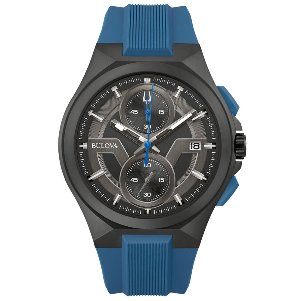 Relógio Bulova Machine Masculino Borracha Azul 98B380N