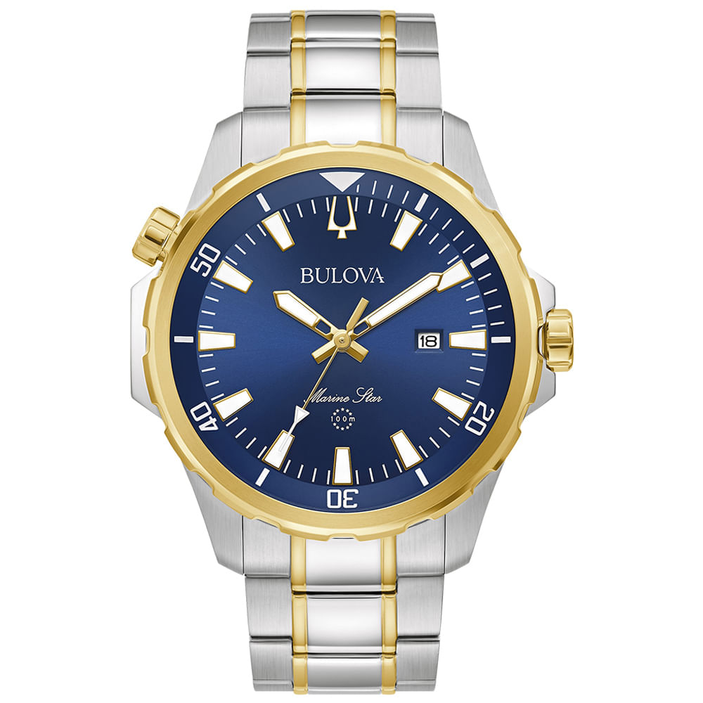 Relógio Bulova Marine Star Masculino Aço Prateado e Dourado 98B384N