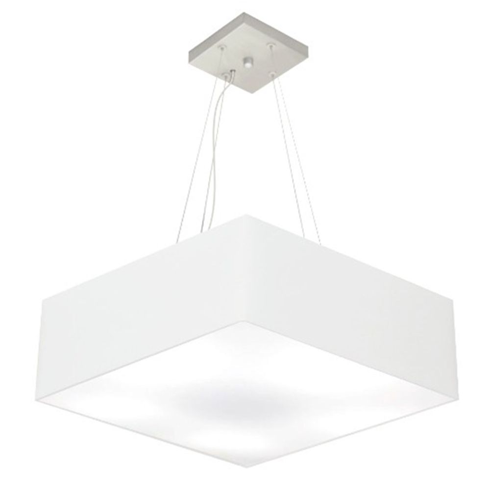 Pendente Quadrado Md-4137 Cúpula em Tecido 15-70x70cm Branco - Bivolt