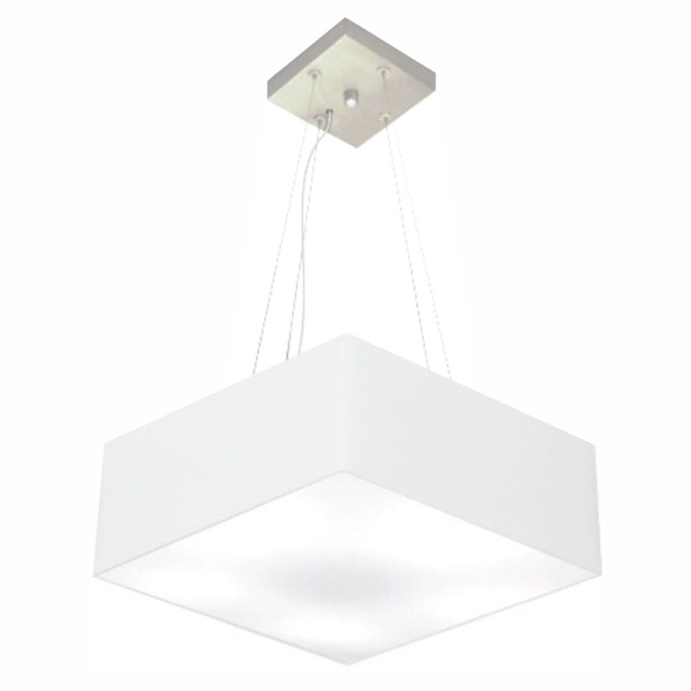 Pendente Quadrado Md-4194 Cúpula em Tecido 12-40x40cm Branco - Bivolt