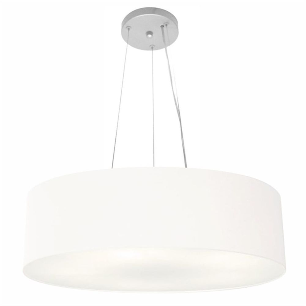 Pendente Cilíndrico Md-4190 Cúpula em Tecido 55x15cm Branco - Bivolt