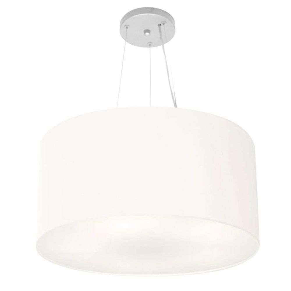 Pendente Cilíndrico Md-4191 Cúpula em Tecido 55x25cm Branco - Bivolt