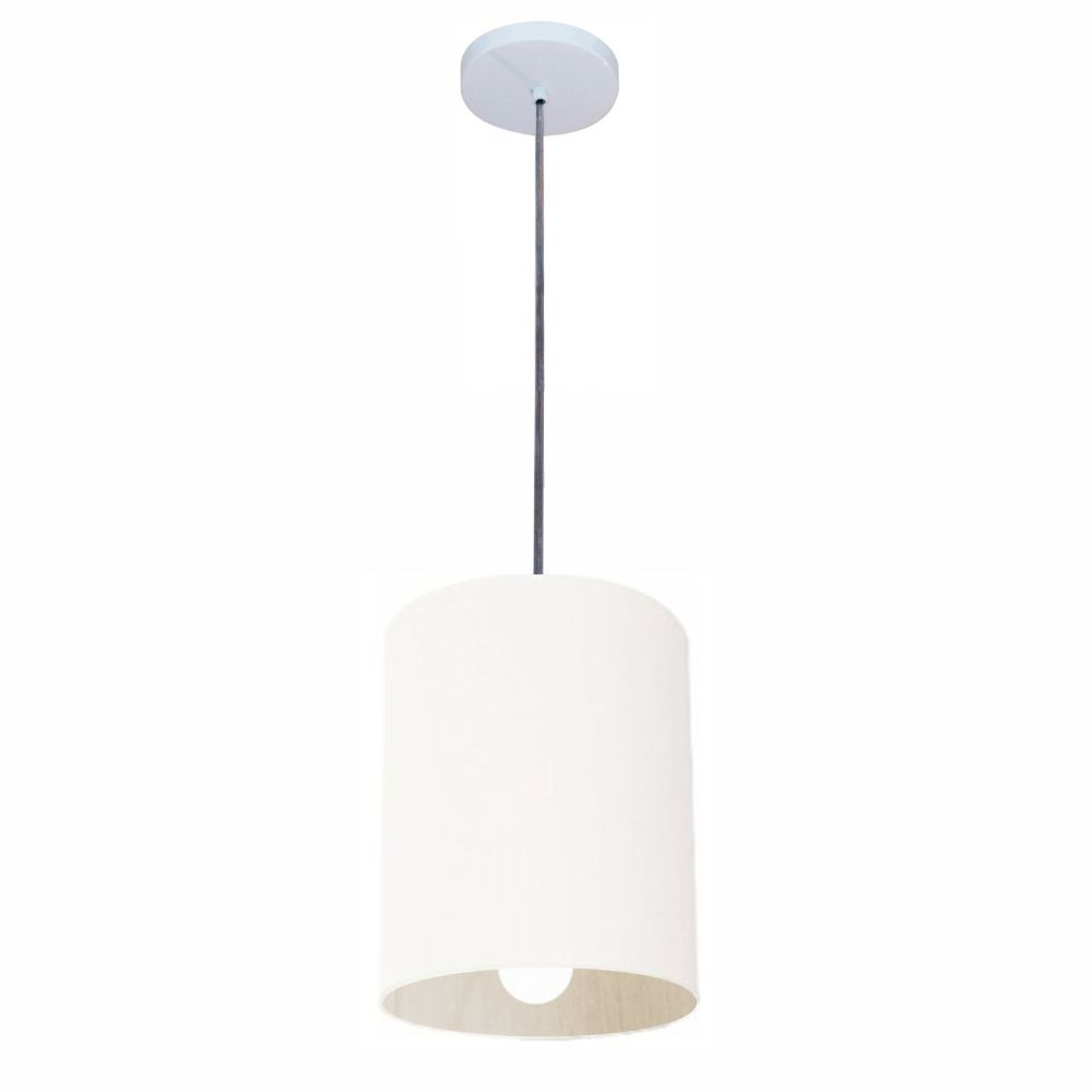 Pendente Cilíndrico Md-4200 Cúpula em Tecido 14x15cm Branco - Bivolt