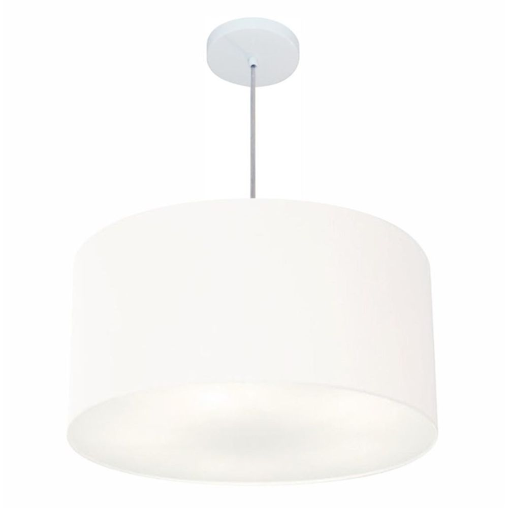 Pendente Cilíndrico Md-4101 Cúpula em Tecido 60x30cm Branco - Bivolt